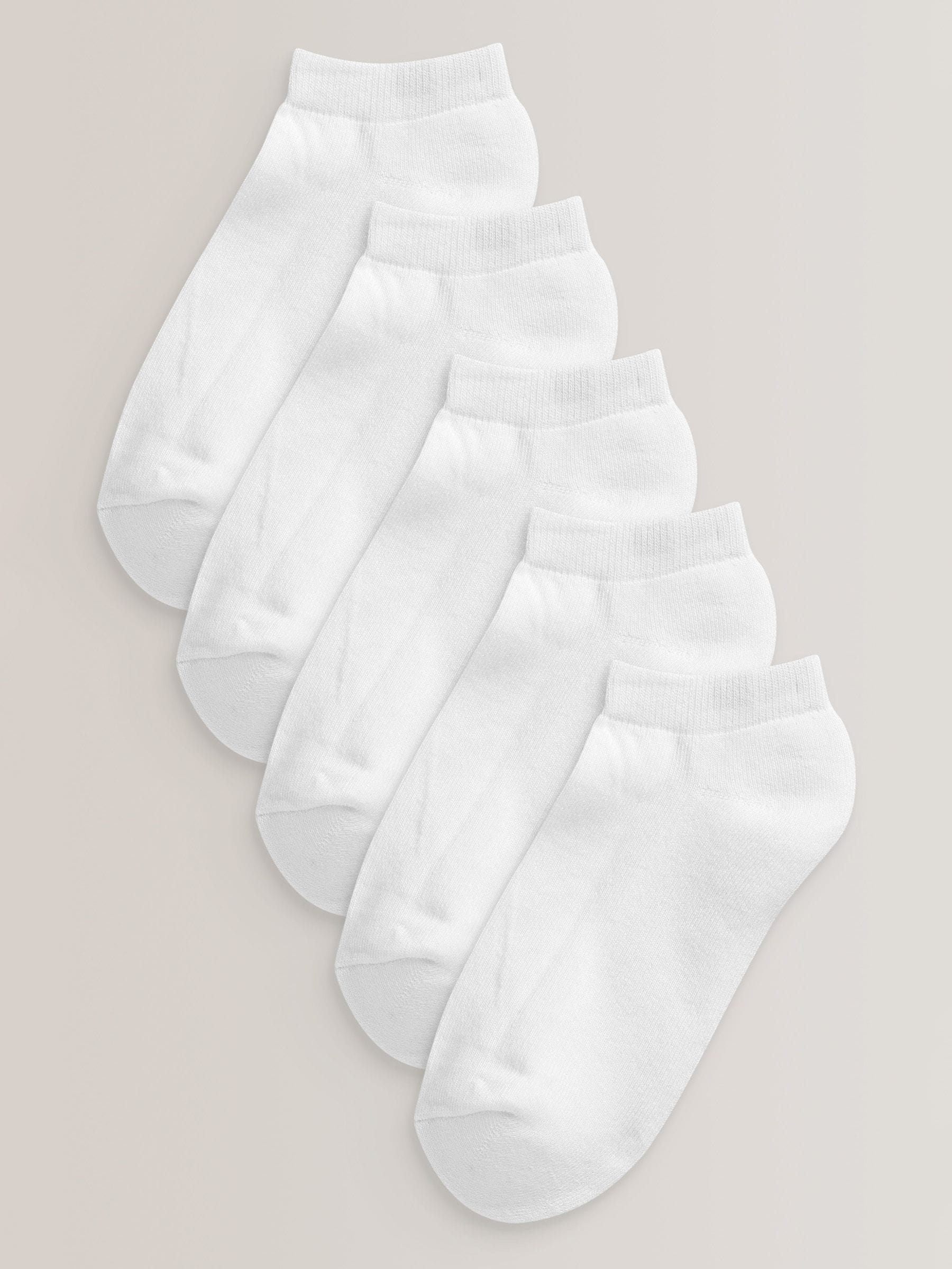 5 Pack White Men's Trainer Socks
