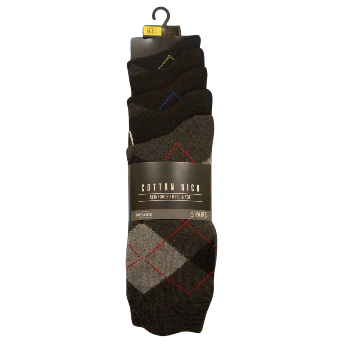 5 Pack Men's Argyle Cotton Rich socks