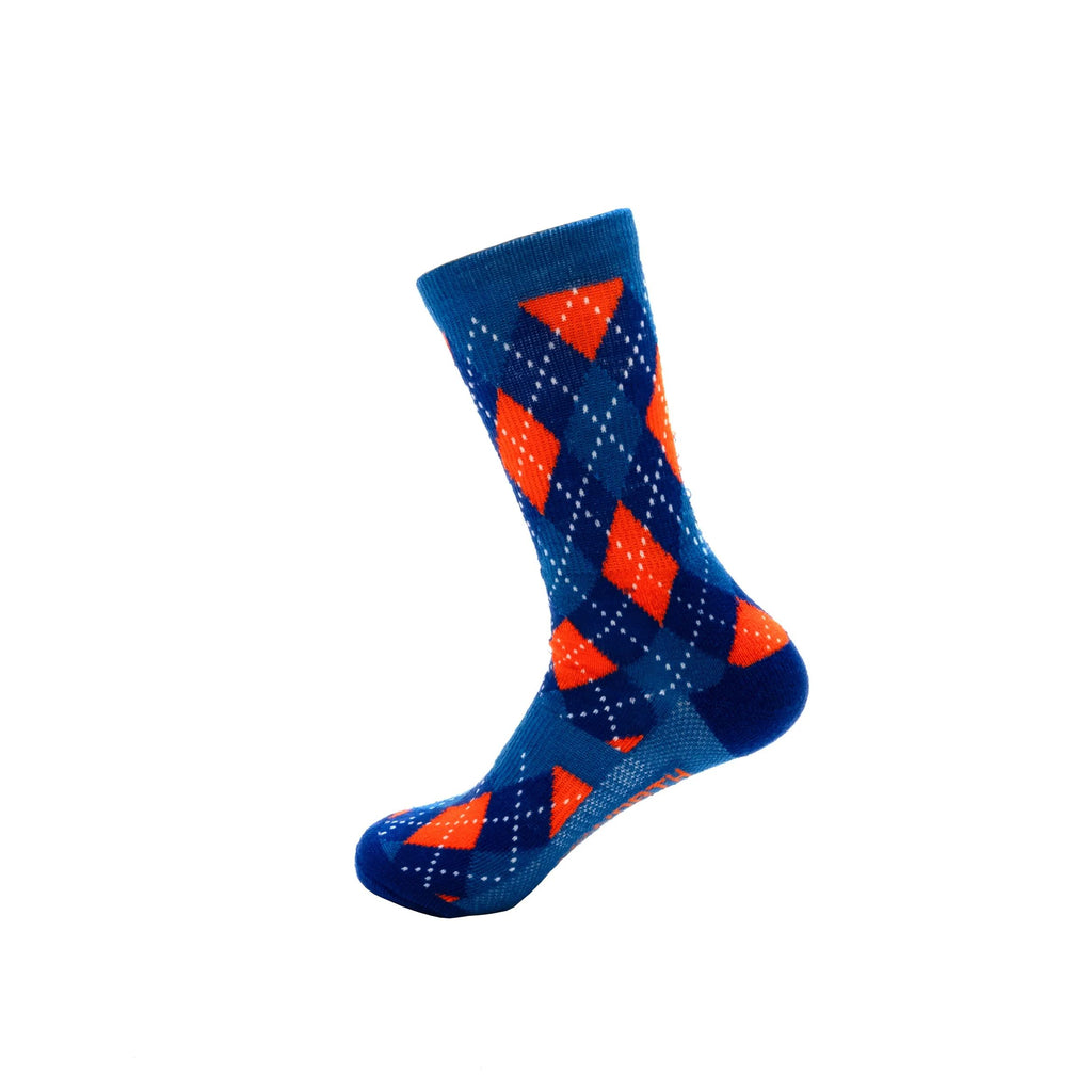 Holdsworth Argyle Thicky Merino Cycling Socks Blue / Sky / Orange