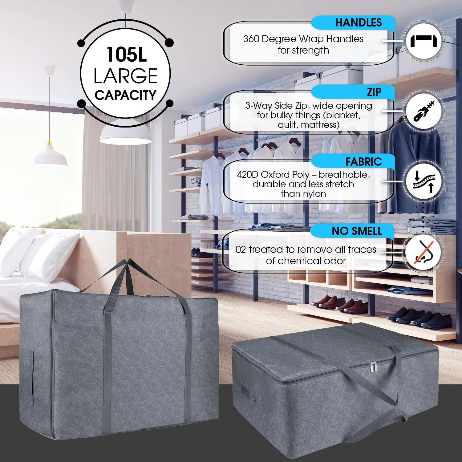 Sanctome Grey 105L Storage Bag